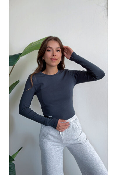 modadagiyim ВЕЛОСИПЕДНИЙ КОМІР ЛІРИЧНИЙ ДОВГИЙ РУКАВ ЗРУЧНА І ГНУЧКА БАЗОВА ЖІНОЧА БЛУЗКА