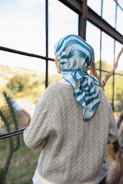 İpekhan Μαλακό κασκόλ İpekhan Amanda Pattern Turquoise 1170-10