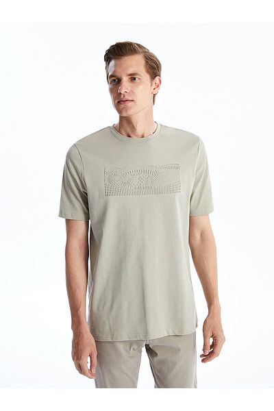 LC Waikiki Ανδρικό μπλουζάκι Lcwk Crew με κοντό μανίκι με εμπριμέ χτενισμένο βαμβάκι