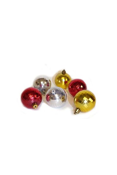 Astaş Christmas Pine Tree Disco Ball Mixed Color Set of 6