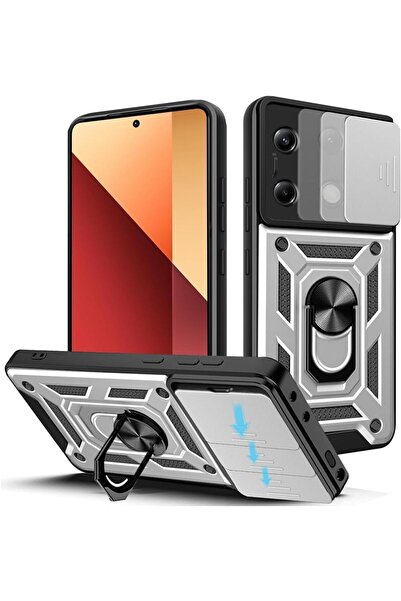 Rivor Redmi Note 13 Pro 4G/Poco M6 Pro 4G Kılıf Kamera Sürgülü Standlı Yüzükl...