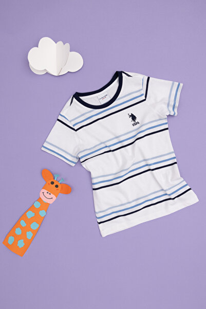U.S. Polo Assn. Tricou alb pentru băiat cu guler rotund 50284821 -vr013