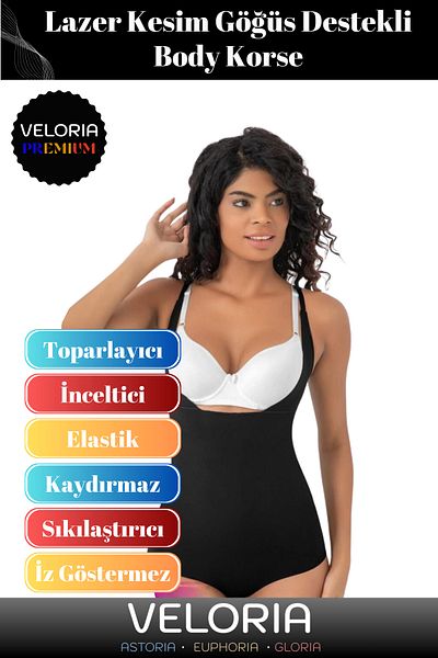 Veloria Premium Series Non-Marking Non-Slip Shaping Gathering Laser Cut Chest Support Body Corset