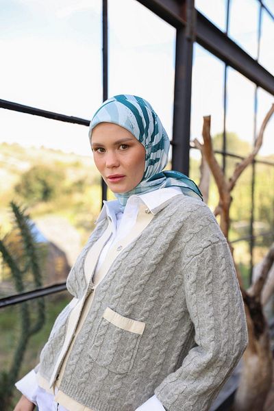 İpekhan Μαλακό κασκόλ İpekhan Amanda Pattern Turquoise 1170-10
