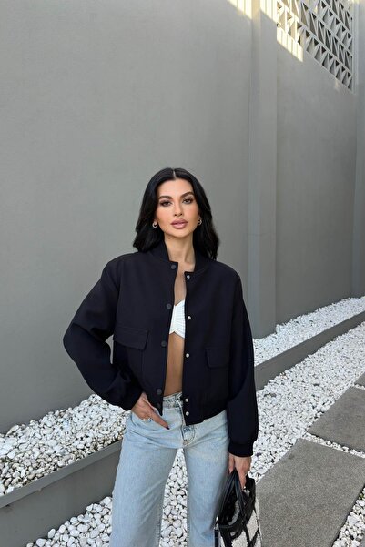 mylove Wide Pocket Bomber Jacket Black