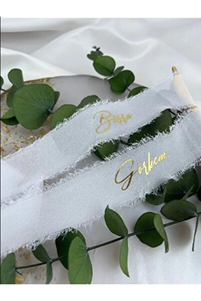 İsabella Accessories ipek Beyaz Söz Nişan Kurdelesi Kişiye Özel Yüzük Kurdele...