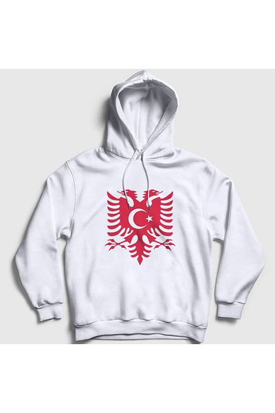 Presmono Φούτερ με κουκούλα Unisex White Albania Flag - 495113 ττ