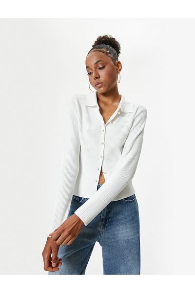 Koton Cardigan de tricotaj - cu nasturi, maneca lunga, guler clasic de camasa