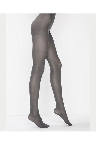 İntive Lingerie 40 Den Micro Matte Mesh Toe Box Body Opaque Pantyhose -Grey