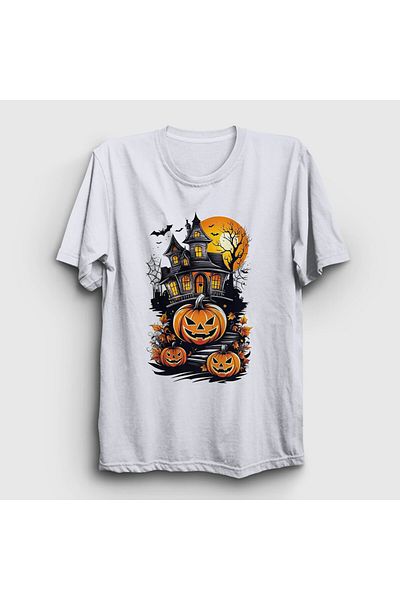 Presmono Unisex Λευκό Σπίτι με Παραθυρίδες V2 Halloween Halloween T-Shirt 500678 ττ