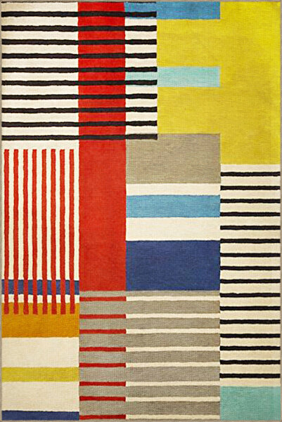 Rugs Modern Halı Gri ve Sarı Renk Tonlarında Geometrik Desenli Dekoratif Halı...