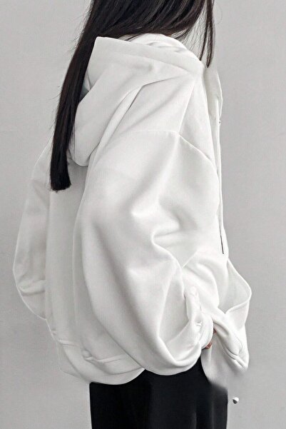 OVER HEAD Γυναικείο μπουφάν ζακέτα με λευκή κουκούλα