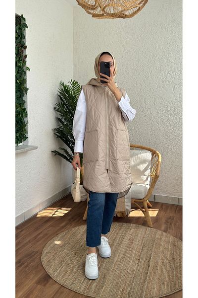 MODA VEDAT Hooded Quilted Zippered Vest