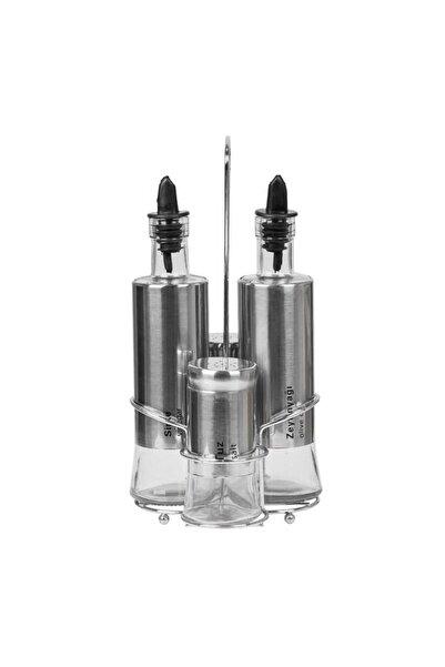 Jet's Home 4’lü Set Paslanmaz Yağlık Sirkelik Tuzluk Çelik Yağdanlık 300 ml
