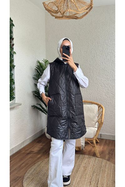 MODA VEDAT Hooded Quilted Zippered Vest