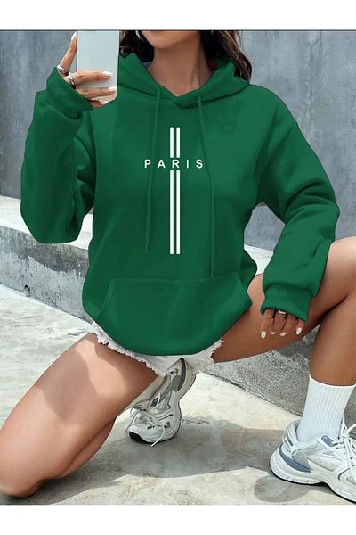 Medinenur Φούτερ Paris Vertical Hooded Pocket