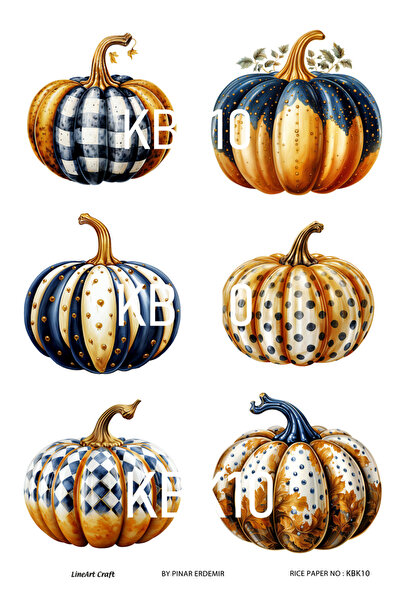 LİNEART Halloween Pattern Brass Pumpkin Decopage - 29X42Cm No:Kbk10