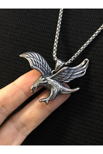 vogutima jewelery&silver by timuçin mavili Eagle Flying Steel Men's Necklace • in a Lighted Box • for Lover • for Spouse • for Father • for Friend Necklace