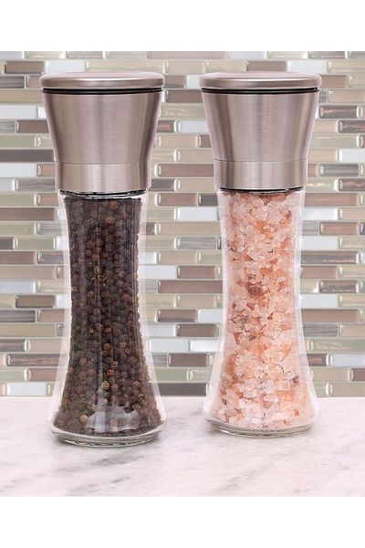TARIK HOME 2 Pieces First Class Stainless Steel Grinder Pepper Shakers and Salt Shakers Set