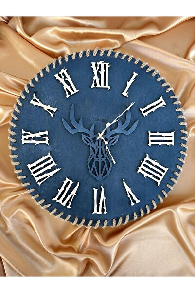esamore concept ساعة حائط خشبية على شكل غزال - ساعة خشبية بأرقام رومانية - سا...