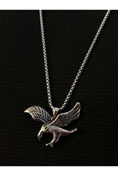 vogutima jewelery&silver by timuçin mavili Eagle Flying Steel Men's Necklace • in a Lighted Box • for Lover • for Spouse • for Father • for Friend Necklace