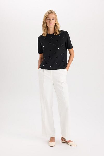 DeFacto High Waist Wide Leg Woven Pants - Long Length D8108Ax24Au