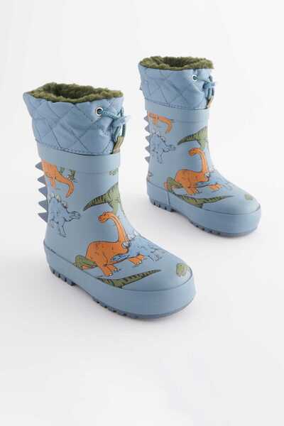 Next Baby Blue Dinasour Thermal Waterproof Rain Boots