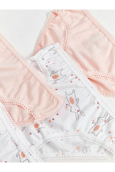 LC Waikiki Lcwk Printed Cotton Baby Girl Panties Set of 4