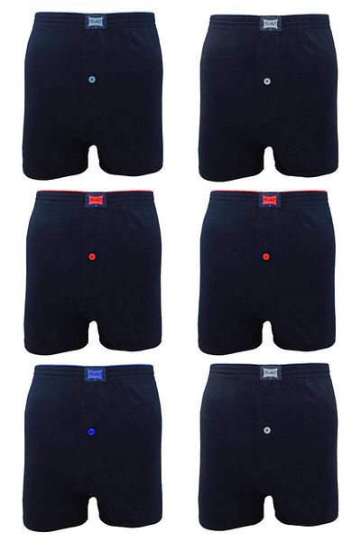Tutku Navy Blue Combed Plain Boxer - 117 Model, Pack of 6