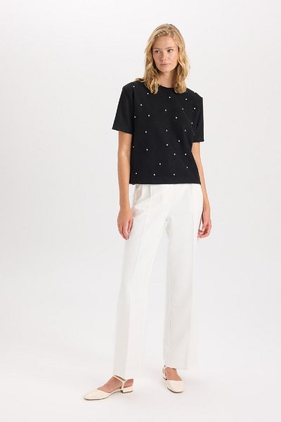 DeFacto High Waist Wide Leg Woven Pants - Long Length D8108Ax24Au