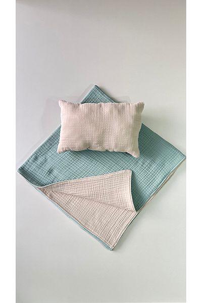 GİZGİYİM Double Sided 8 Layer Muslin Baby Blanket and Pillow Set, 100% Cotton, Winter, Breathable
