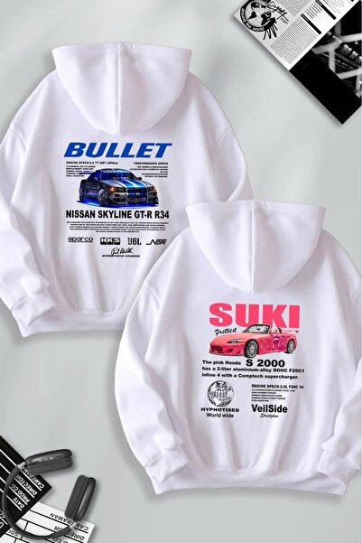 Massgai Комплект от 2 части за влюбена двойка - суитшърт с качулка и голям размер с принт на Suki Bullet Fast and Furious