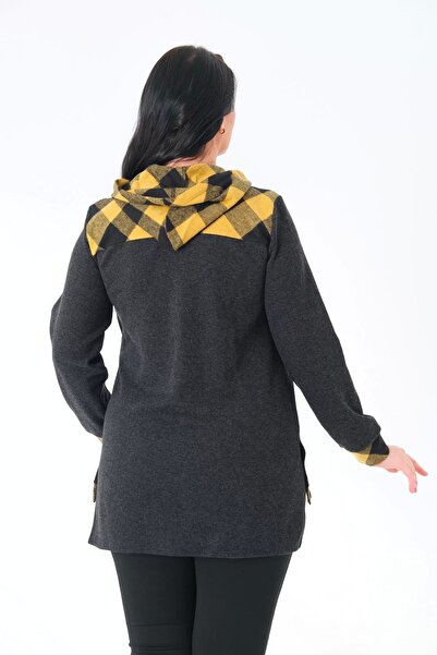 Lady Majestic Plaid Hooded Woven Plus Size Cardigan