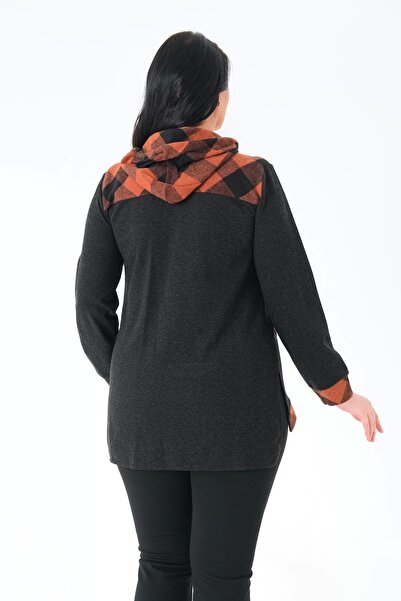 Lady Majestic Plaid Hooded Woven Plus Size Cardigan