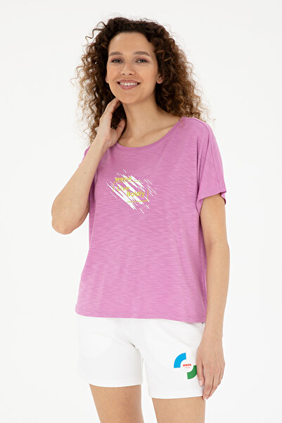 U.S. Polo Assn. Kadın Pembe Bisiklet Yaka Tişört 50284355-VR037