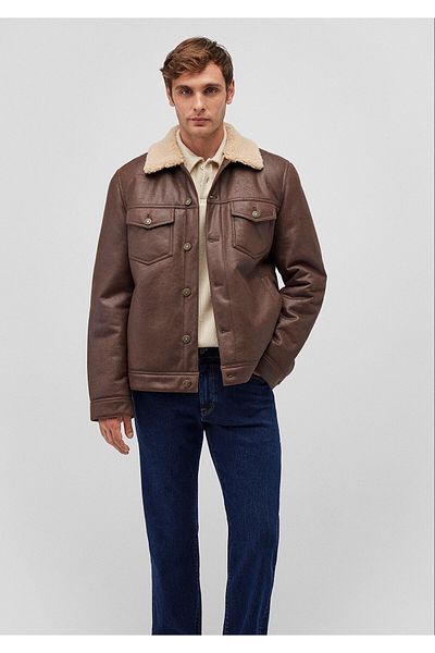 Mavi Brown Faux Leather Jacket with Faux Fur Detail Regular Fit / Regular Cut 0110460 -71603