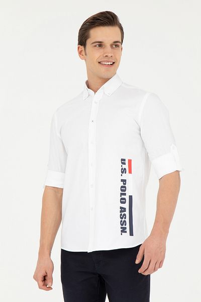 U.S. Polo Assn. White Long Sleeve Men's Shirt - 50283772 -Vr013