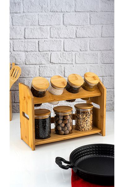 Bambum Tier 8 Piece 2-Tier Spice Rack Set with Stand