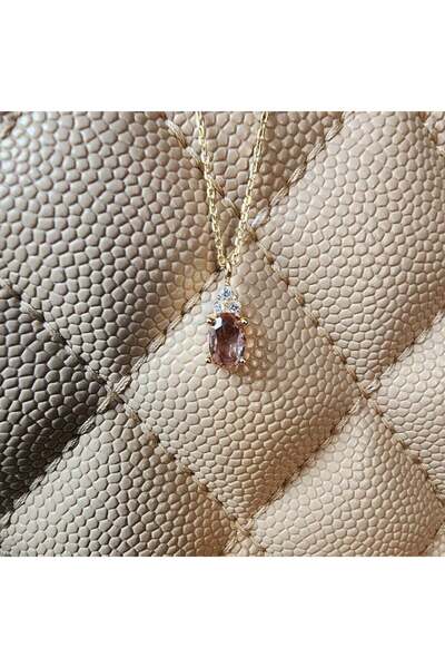 FasekGold Altın Kolye - 1.05 CT Zultanit 0.25CT Pırlanta (Signty) Doğal Taşlı...