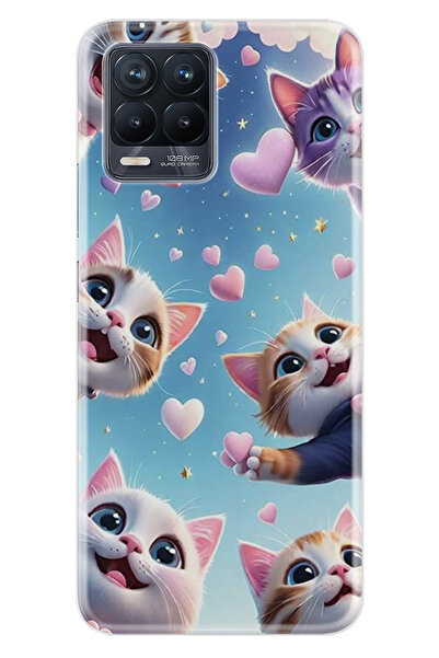 realme 8 - 8 Pro Kılıf Boutique Baskılı Resimli Kalp ve Kedi Pcode -035