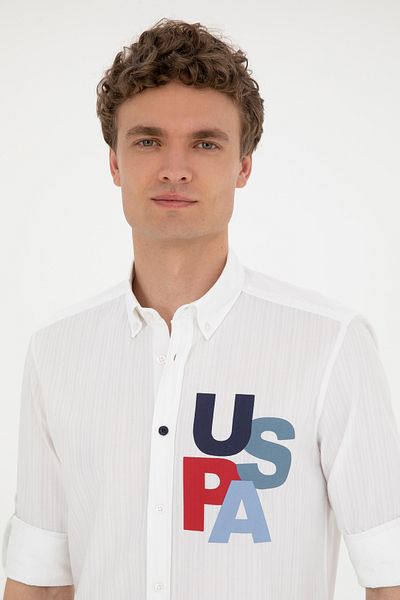 U.S. Polo Assn. Men's White Long Sleeve Shirt 50283781-Vr013