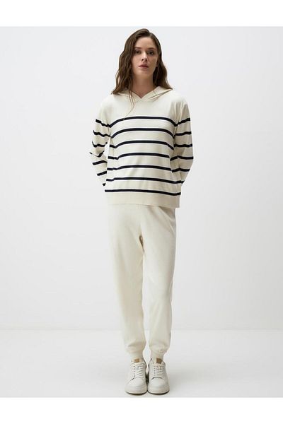 Jimmy Key Ecru High Waist Elastic Leg Jogger Pants