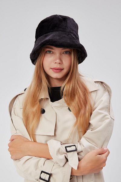 derikem Plush Bucket Women's Fisherman's Hat Soft and Furry Women's Hat