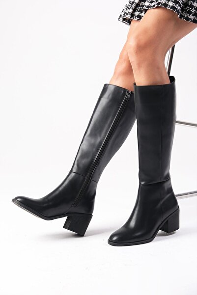 Mio Gusto Albertine fekete színű cipzáras, vékony műszőrme bélésű, vastag sarkú női csizma