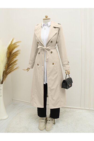 Modamorfo Podšitý trenčkot s páskem - kámen