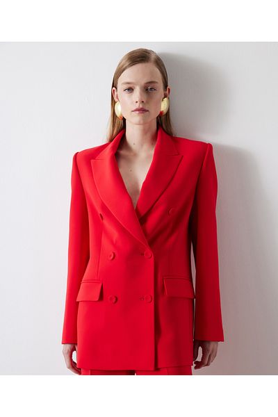 İpekyol Double-breasted blazer with button accessories