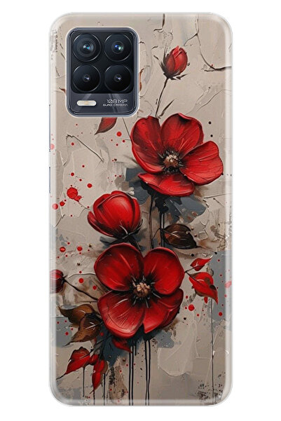 realme 8 - 8 Pro Kılıf Boutique Baskılı Resimli Kırmızı Çiçek Pcode -098