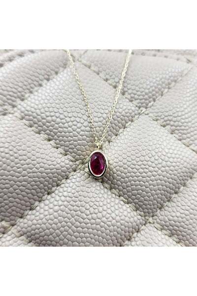 FasekGold Altın Kolye - 1.05 Karat Ruby Taşlı Tasarım Modern 14 Ayar Altın Kolye-Ruby Taşlı Hediyelik Kolye