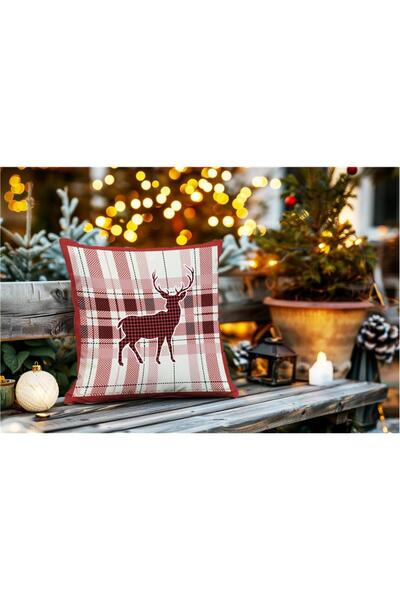 Evmila Βελούδινη μαξιλαροθήκη με μοτίβο ελαφιού με θέμα τα Χριστούγεννα 43x43...