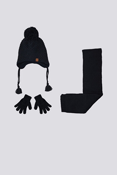 U.S. Polo Assn. Set de eșarfă-bufă-mănuși pentru bebeluș bleumarin